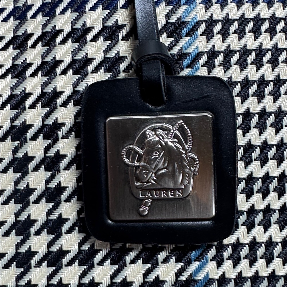 Ralph Lauren Black & White Houndstooth Shoulder Purse Tote Bag - Picture 3 of 11